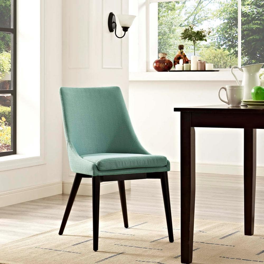 Laguna Turquoise Upholstered Parsons Side Chair with Wood Tapered Legs
