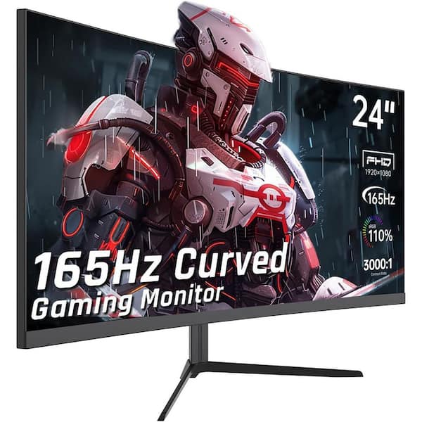 24" Curved Gaming Monitor, 165Hz FHD 1080P Frameless Computer Screen, Freesync/G-Sync, 99% sRGB, HDMI, DisplayPort