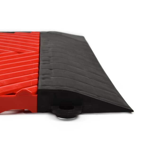 Greatmats Click Tile Black 2-3/8 in. x 12.14 in. x 5/8 in. Female Border Ramp with Loops (Case of 4)