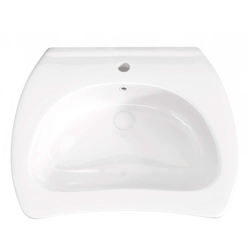 24 in x 20.6 in ADA Wall Hung Ceramic Sink Curved Deep Basin Single Hole with Pop-Up Drain in White price history on PriceWatchPro