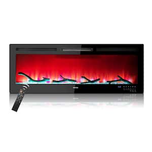 50 in. 1500-Watt Black Electric Fireplace Space Heater with 3D Flames and Remote Control
