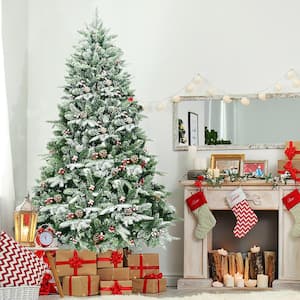 6.5 ft. Pre-Lit LED Slim Fraser Fir Artificial Christmas Tree with 450 White Lights Spruce Tree