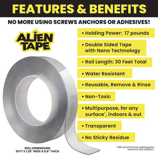 As Seen on TV Alien Tape 10 ft. Multi-Surface Tape Reusable Double-Sided  (3-Pack) 7087 - The Home Depot