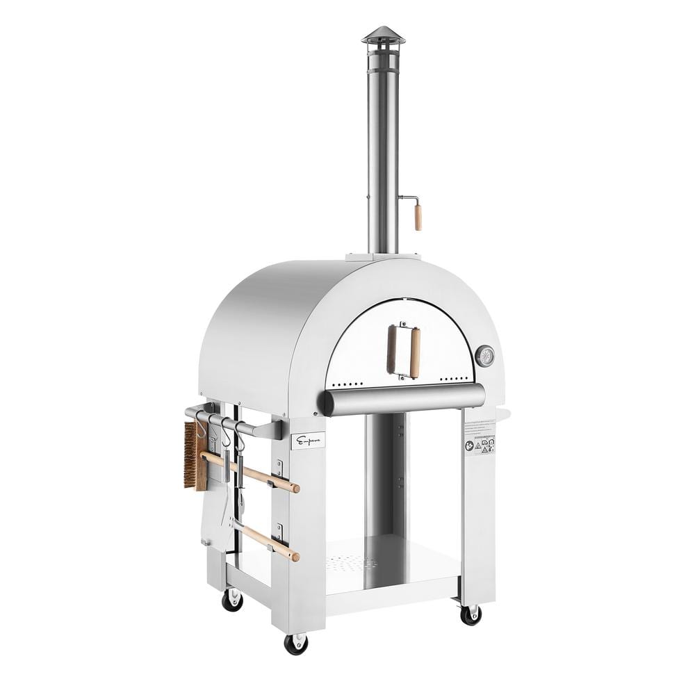 38.6 in. Wood Burning Outdoor Pizza Oven in Stainless Steel