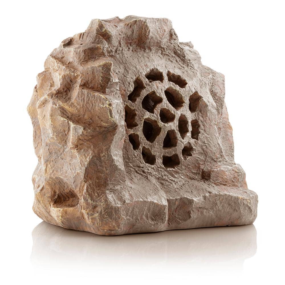 Brown Weatherproof Solar-Powered Outdoor Rock Speaker