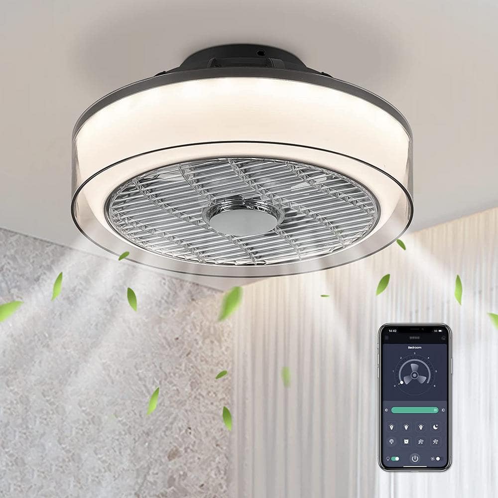 Antoine 16 In Indoor Gray Low Profile Ceiling Fan With Dimmable Led Light Modern Small Bedroom Remote App