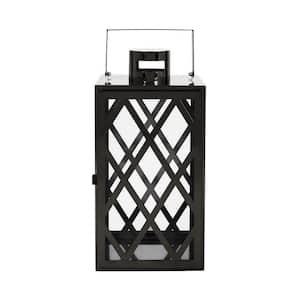 7.1 in. x 16.3 in. Black Stainless Steel Outdoor Patio Lantern