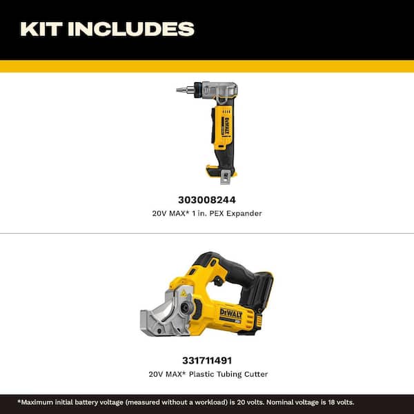 20V MAX Cordless 1 in. PEX Expansion Tool and 20V MAX Cordless Plastic Tubing Cutter with PEX Expander Grease and Case