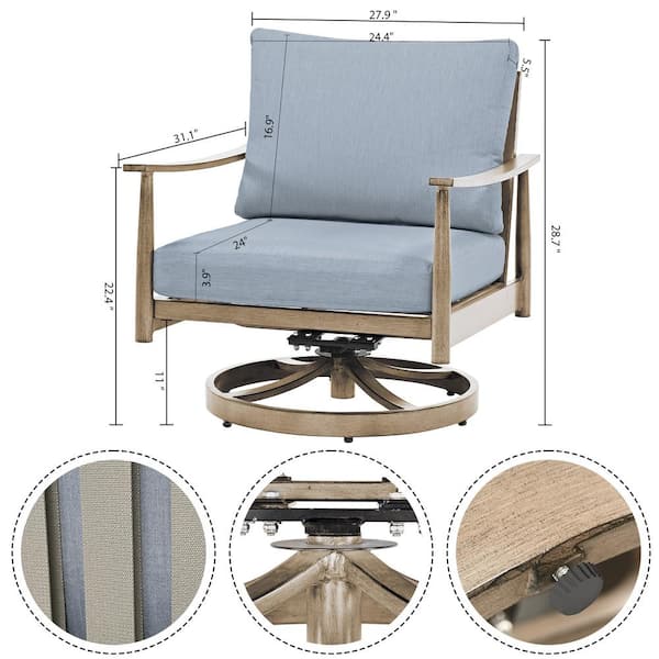 EGEIROSLIFE 4-Person Aluminum Patio Conversation Set with 2