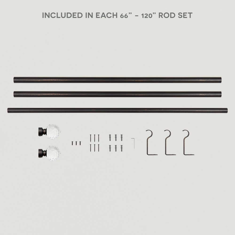 Vine 66 in. - 120 in. Adjustable Length 1 in. Curtain Rod Kit Oil Rubbed Bronze with Finial