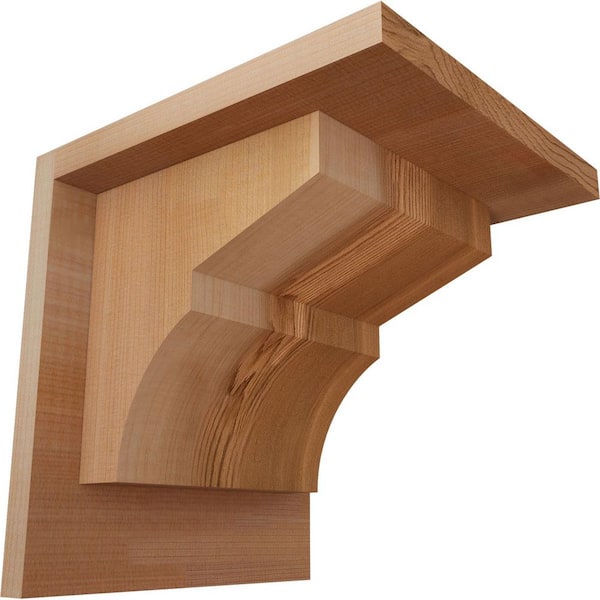 Ekena Millwork 7-1/2 in. x 8 in. x 8 in. Western Red Cedar Monterey Smooth Corbel with Backplate