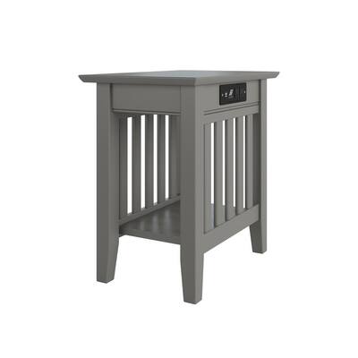 Mission Grey Chair Side Table with Charging Station