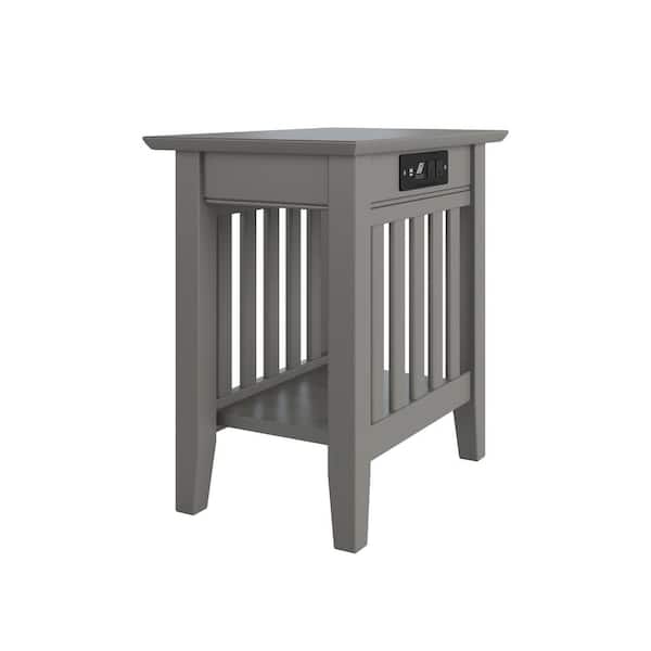 Atlantic Furniture Mission Grey Chair, 12 Inch Wide Side Table With Drawer