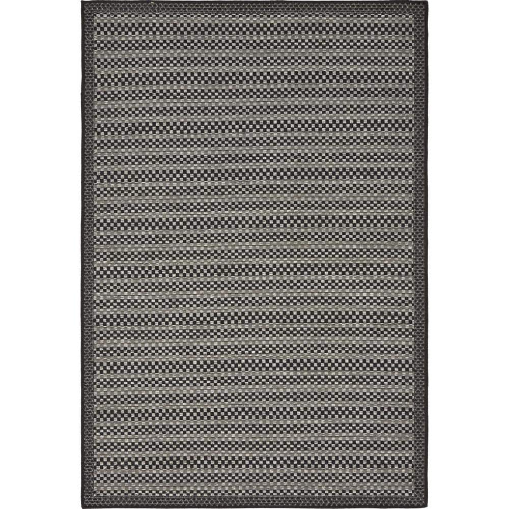 Unique Loom Outdoor Checkered Gray 4' 0 x 6' 0 Area Rug 3135595 - The ...