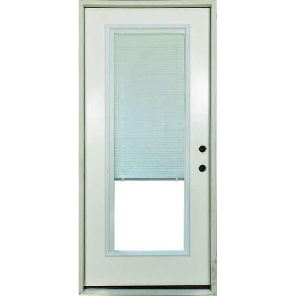 Steves & Sons 36 in. x 80 in. Element Series Left-Hand Full Lite Mini Blind White Primed Steel Prehung Front Door