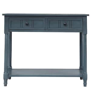 Navy Antique Console Table with Bottom Shelf, 47 in. Sideboard Buffet with 2-Cabinets and 2-Drawers for Entryway