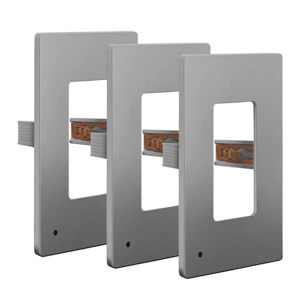 TOPGREENER 1-Gang Space Gray Midsize Decorator/Rocker Outlet Plastic Screwless Wall Plate with Nightlight (3-Pack)