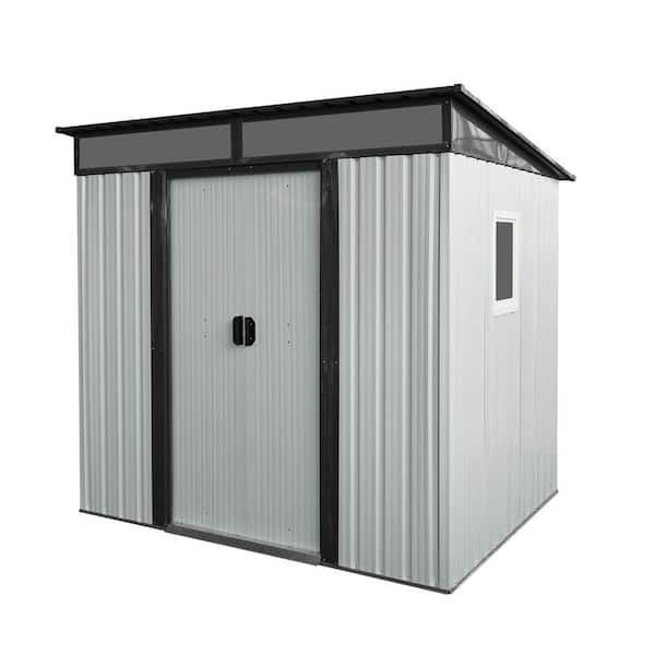 6 ft. W x 5 ft. D Outdoor Metal Storage Shed with Window and Transparent plate for Garden, Lawn (30 sq. ft.)