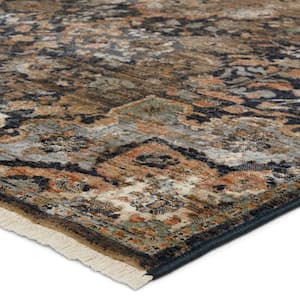 Amena Black/Dark Taupe 10 ft. x 14 ft. Medallion Area Rug