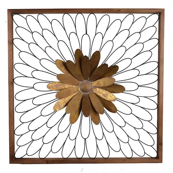 A & B Home Ashlyn Bloom Gold/Natural Wall Decor 42914 The Home Depot