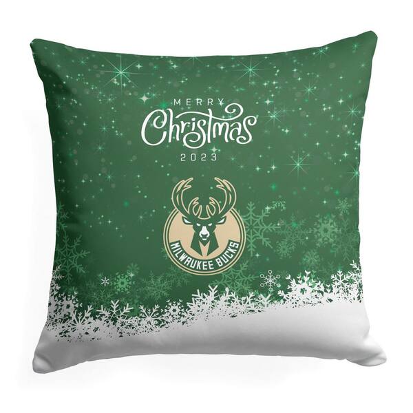 THE NORTHWEST GROUP NBA Christmas 2023 Bucks Printed Multi-Color 18 in x 18 in Throw Pillow