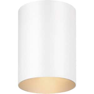 1-Light Indoor or Outdoor White Aluminum Flush Mount Cylinder Ceiling Fixture