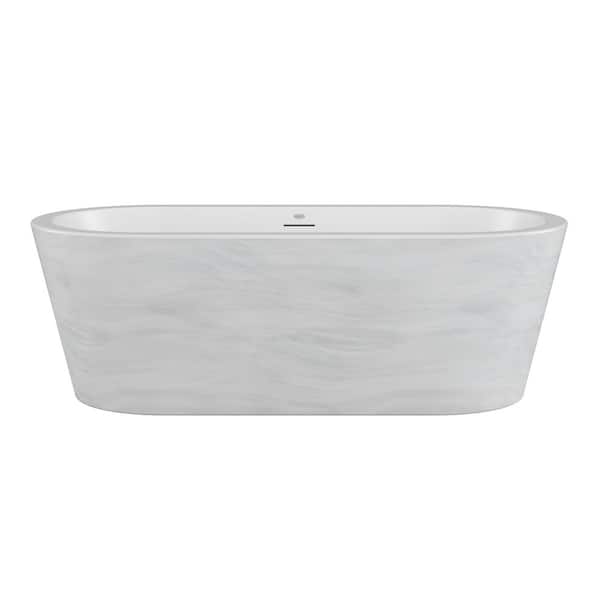 CELESTE 70 in. x 32 in. Soaking Bathtub Chromatherapy with Center Drain in White