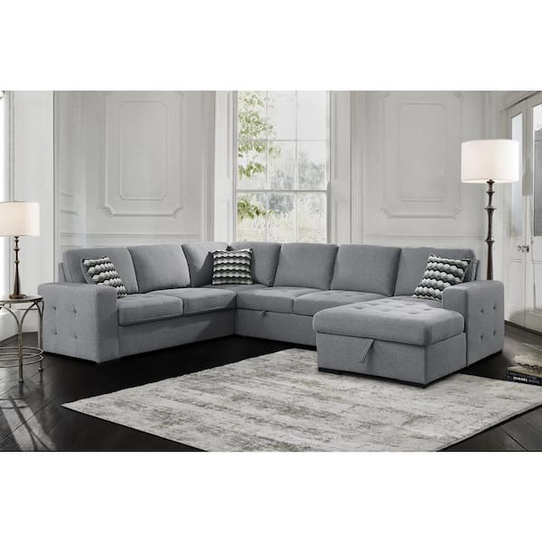Polyester Upholstery Sectional Sofa, Leather Sectional Couch With Pull Out Bed