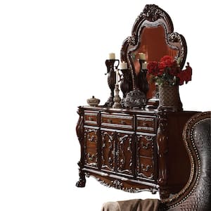 Dresden 46 in. H x 46 in. W Modern Wood Arch Framed Brown Dresser Mirror