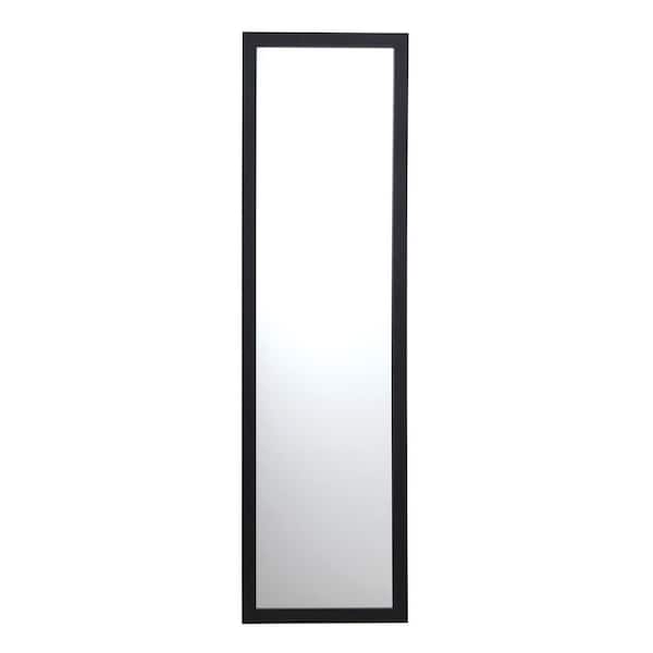 Black Wood Finish 14.2 in. W x 50.2 in. H Over The Door Rectangle MDF Framed Mirror