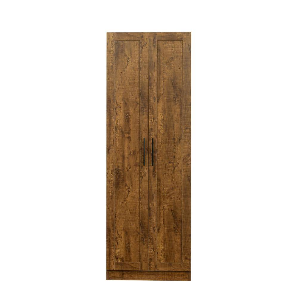 23.62 in. White Wood Armoire High Wardrobe and Kitchen Cabinet with 2-Doors