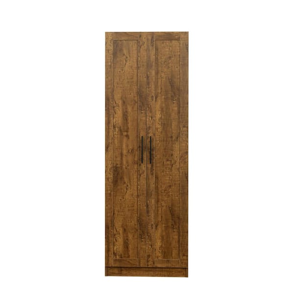 Unbranded 23.62 in. White Wood Armoire High Wardrobe and Kitchen Cabinet with 2-Doors and 3-Partitions to Separate 4-Storage Space