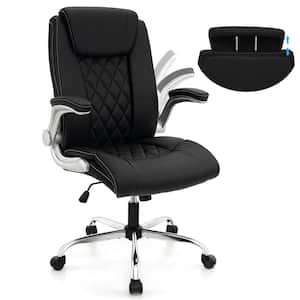 PU Leather Adjustable Headrest Ergonomic Office Chair in Black with Adjustable Arms
