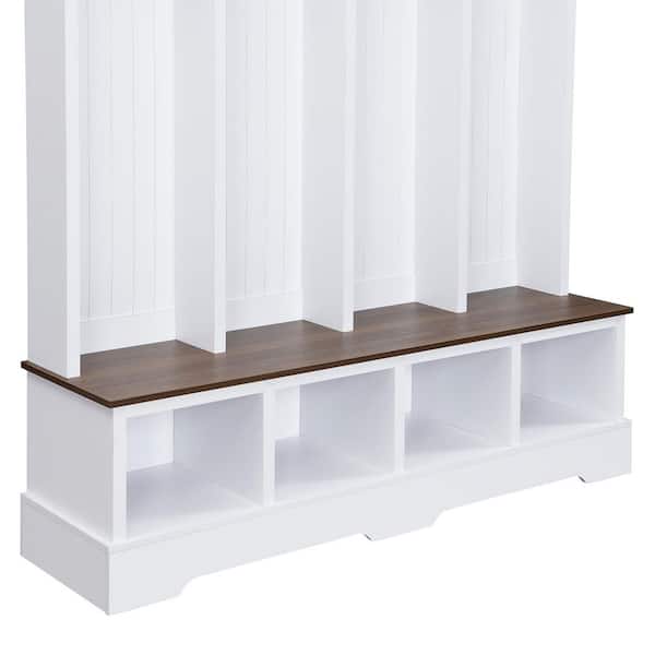 Harper & Bright Designs Modern 3-in-1 White Wood Hall Tree with 8