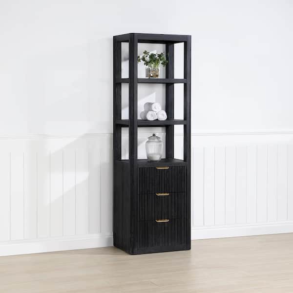 Cádiz 21.7 in. W x 15.7 in. D x 71.9 in. H Floor Black Linen Cabinet for Bathroom, Kitchen and Living Room
