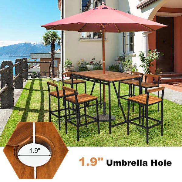 outdoor patio bar set with umbrella