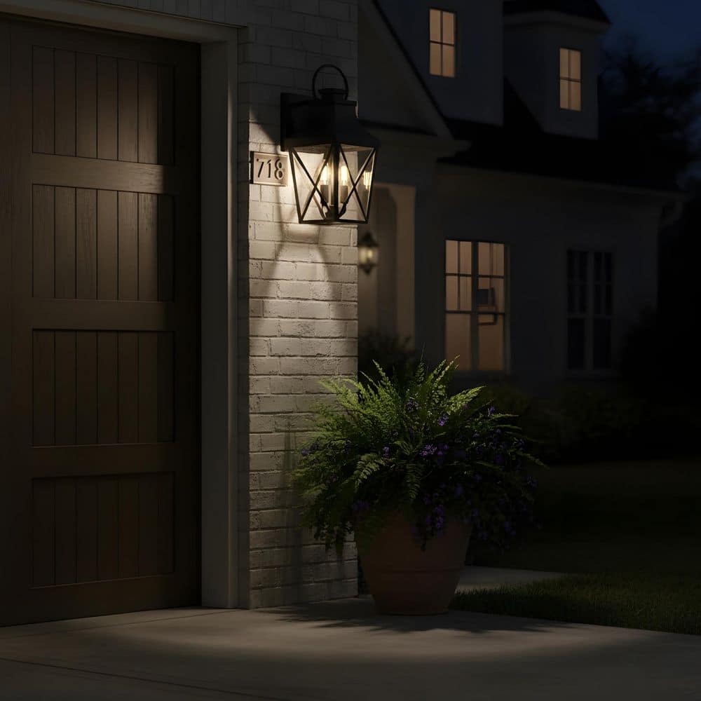 15.9 in. 2-Light Black Industrial Style Outdoor Wall Sconce with Glass Shade without Bulb (2-Pack) price history on PriceWatchPro