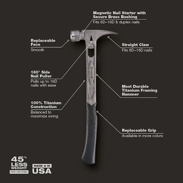 15 oz. TiBone Smooth Face with Curved Handle with 7 in. Carpenter Square with Level (2-Piece)