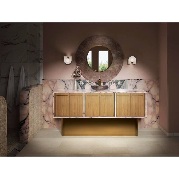 KOHLER Verdera 24 in. W x 24 in. H Round Framed Moderne Brushed Gold Recessed/Surface Mount Medicine Cabinet with Mirror