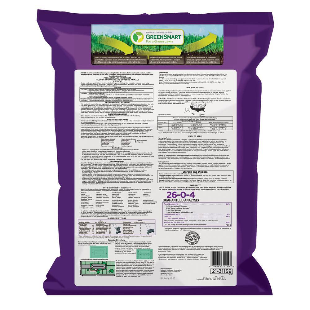 Green 13.5 lbs Crabgrass Control Plus Lawn Food