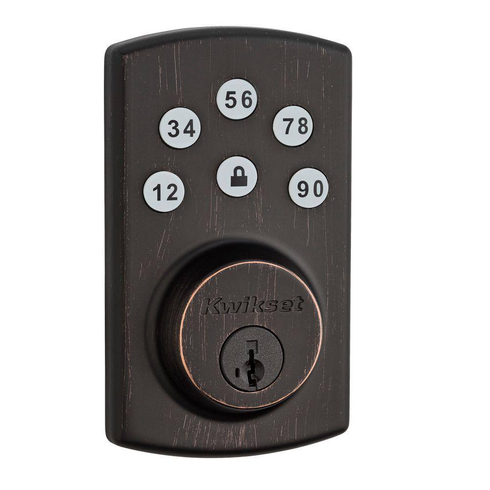 Powerbolt2 Venetian Bronze Single Cylinder Keypad Electronic Deadbolt Featuring SmartKey Security