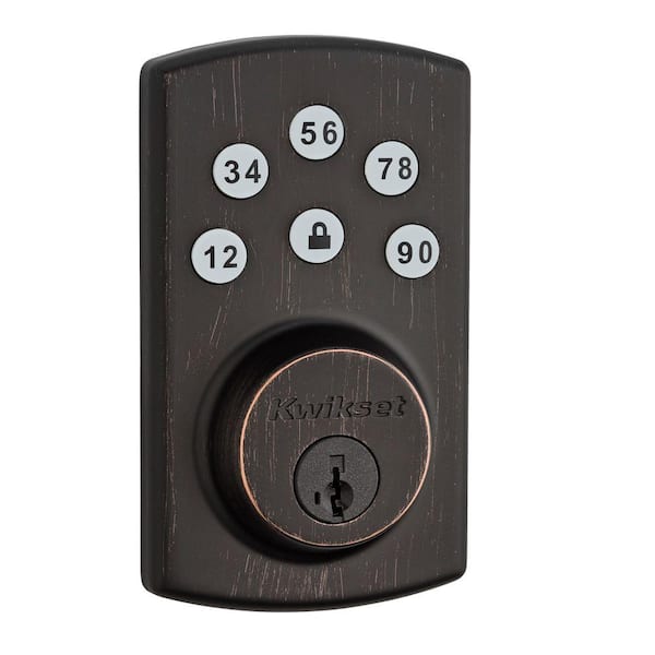 Kwikset 99070-103 Powerbolt 2 Door Lock Single Cylinder Electronic Keyless Entry Deadbolt featuring SmartKey Security in Venetian Bronze Kwikset 99070-103 Powerbolt 2 Door Lock Single Cylinder Electronic Keyless Entry Deadbolt featuring SmartKey Security in Venetian Bronze