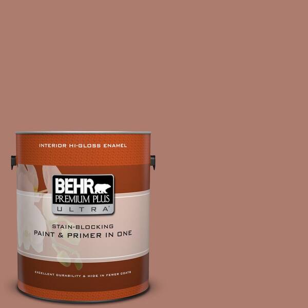 BEHR Premium Plus Ultra 1 gal. #PPU2-11 Mars Red Hi-Gloss Enamel Interior Paint and Primer in One
