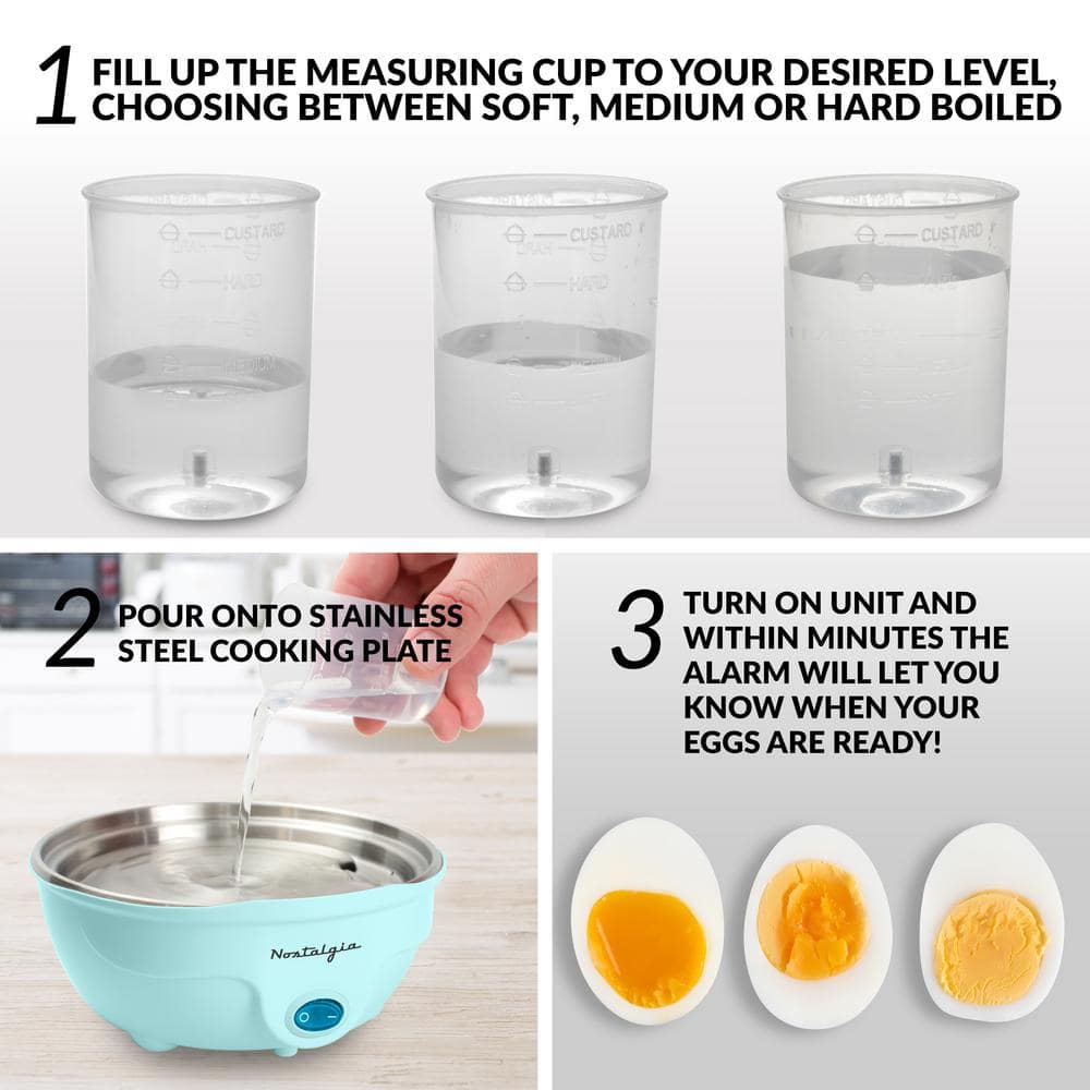 Nostalgia Retro Premium 7-Egg Capacity Electric Large Hard-Boiled Egg Cooker, Poached Eggs, Scrambled Eggs, Omelets, Egg Whites, Egg Sandwiches, With Alarm,