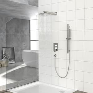 Fly Wall Bar Shower Kit 2-Spray Patterns 12 in. Wall Mount Dual Shower Heads in Brushed Nickel
