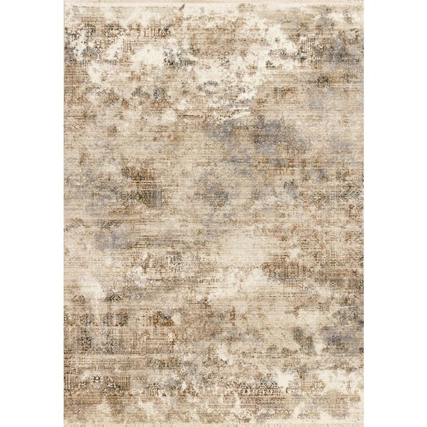Cream 8 ft. x 10 ft. Woven Abstract Rectangle Indoor Area Rug