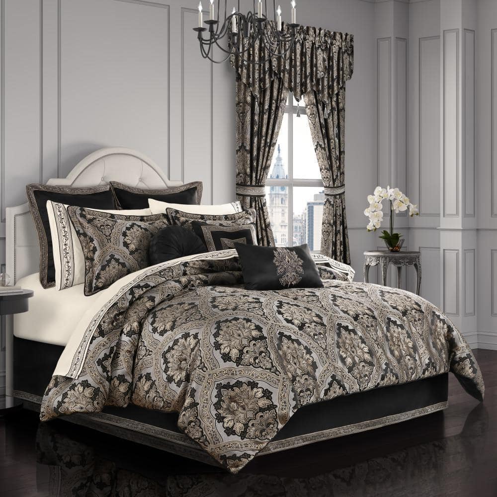 QUEEN STREET NEW YORK Hawthorne Black Polyester King 4-Piece
