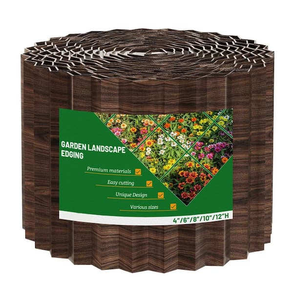 6 in. x 50 ft. Brown Corrugated Metal Landscape Edging Border, Flexible Garden Lawn Edge for Flower Beds