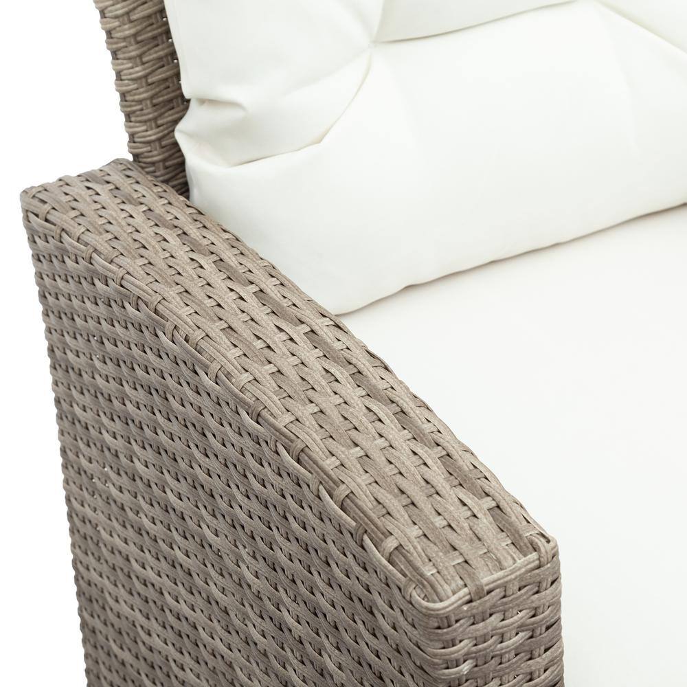 Harper & Bright Designs 6-Piece Wicker Patio Conversation Set with Beige Cushions and Coffee Table Harper & Bright Designs 6-Piece Wicker Patio Conversation Set with Beige Cushions and Coffee Table - 3