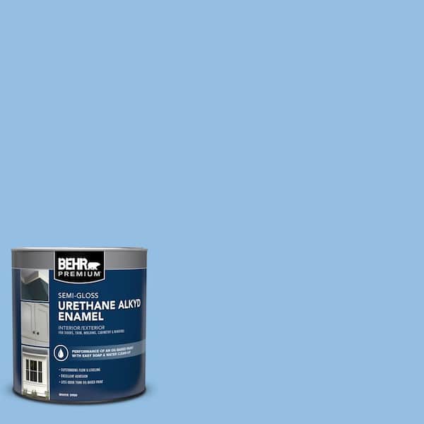 BEHR PREMIUM 1 qt. #P520-3 Toile Blue Semi-Gloss Enamel Urethane Alkyd Interior/Exterior Paint